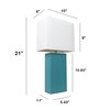 Lalia Home 21 Leather Base Modern Table Lamp with White Rectangular Fabric Shade, Teal LHT-3008-TL